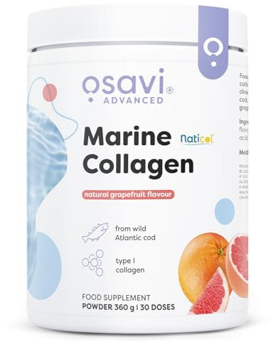 Osavi Marine Collagen – 360 g Powder | Grapefruit Flavor | Supports Skin Elasticity & Reduces Wrinkles | Naticol® Collagen Peptides from Wild Cod, Enriched with Vitamin C for Collagen Formation