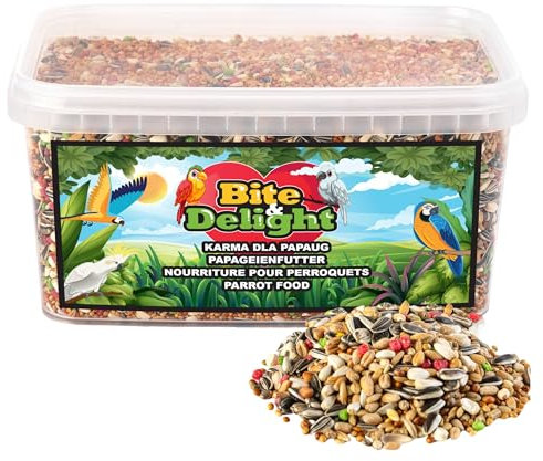 Bite & Delight - Nourriture pour Perroquets et Grandes Perruches 2,5L (1,7kg) - Mélange Spécial sans Noix - Source de Vitamines - Aliment Énergétique et Équilibré - Idéal pour Une Alimentation Saine