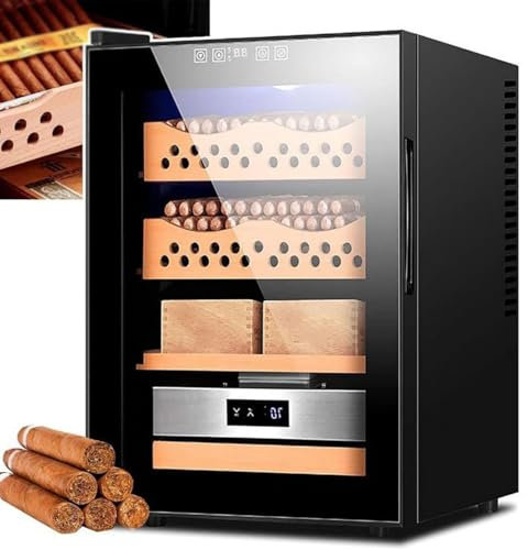 Hydravex Cigarr Electric Humidor Cabinet, cigarrfuktningslåda med termostatisk luftfuktighet konstant elektrisk 50L fuktgivare cigarrskåp, 300 cigarrer kapacitet