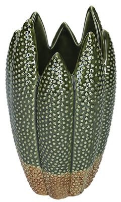 Gisela Graham Green Ceramic Cactus Decorative Vase, 23cm