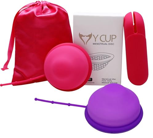 2 Pcs Menstrual Disc, Reusable Period Disc,Menstrual Cups with Storage Bag,Feminine Care Hygiene Products Comfortable Leak Proof Easy to Clean Period Cup Menstrual Pad Tampons Alternatives for Women