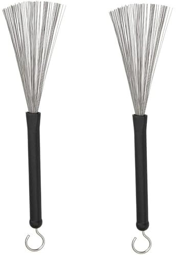 Drum Brushes, 2 PCS Retractable Drum Brush, Retractable Long Handled Wire Brushes, Stainless Steel Drum Stick Brush, Jazz Drum Brushes for Jazz Folk Rock Band Musical Instrument Accessories