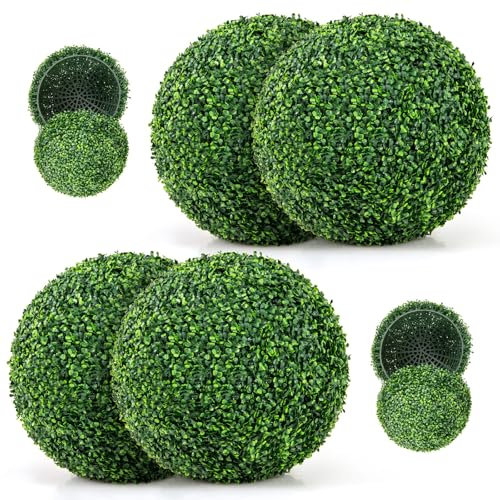 RELAX4LIFE Set di 2 Piante Finte Sfera di Bosso, Arredamento da Interno ed Esterno, Piante Artificiali Decorative per Cortile, Balcone, Giardino, Verde (Aglaia,Ø50cm)
