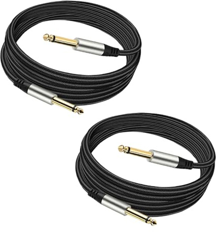 Tavsou Pack de 2 Cables para Guitarra 1/4 Pulgada (6,35 mm) con Conector TS Recto - 2 Metros/6,6 Pies (2M)