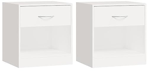 vidaXL 2X Nachtkommode Nachttisch Nachtschrank Nachtkonsole mit Schublade Weiß