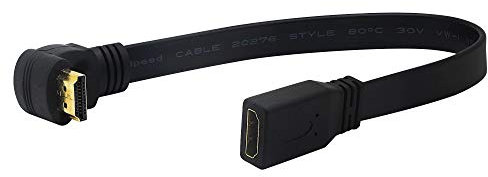 CERRXIAN Cable de extensión delgado plano de alta velocidad HDMI de 1FT a 90 grados hacia arriba ángulo un cable macho