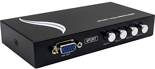 Duttek VGA Switch, Commutateur VGA, Switcher VGA 15HDF à 4 Ports(1 hôte, 4 écrans/4 hôtes,1 écran) Commutateur vidéo pour PC, Ordinateur Portable, Ordinateur de Bureau, Moniteur, projecteur, TV
