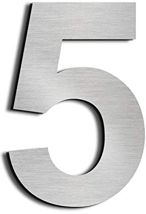 nanlyiau 6in/15.3cm Numeri civici Numero di acciaio Numero civico esterno in Solido Acciaio Inossidabile 304,Aspetto Fluttuante(6in 5)