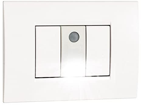 VEMER VE770600 MUVY - Segnapasso LED da Interno, Lampada a Incasso (1 modulo su scatola 503) per Scale e Corridoi, Luci Notturne con Sensore di Movimento, Bianco Opale