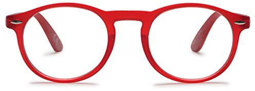 KOOSUFA Lesebrille Herren Damen Retro Runde Nerdbrille Lesehilfen Sehhilfe Federscharniere Vollrandbrille Anti Müdigkeit Brille mit Stärke 1.0 1.5 2.0 2.5 3.0 3.5 4.0 (Rot, 1.5)