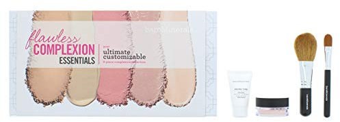 Bare Minerals Flawless Complexion Essentials Kosmetik-Set, Geschenk-Set: Grundierung 15 ml & Finishing Powder 2 g & Gesichtspinsel, Concealer-Pinsel