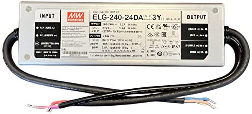 MeanWell ELG-240-24DA-3Y, Alimentatore Dimmerabile DALI IP67 240W 24V 10A Input 220V e 110V