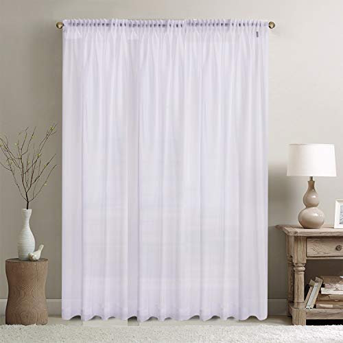 Megachest pure voile extra wide tape top sheer curtain (1 Panel) voile-snow white, W 116 x L 110 (1 Panel)