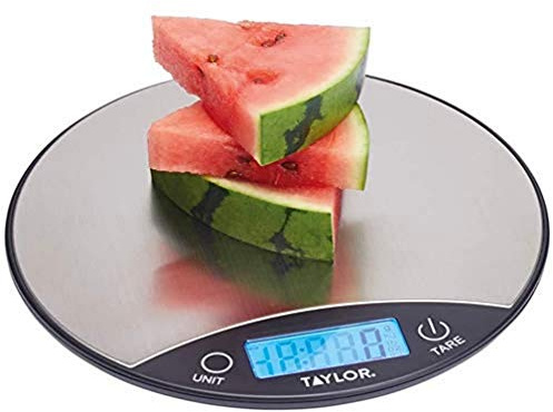 Taylor Pro Digital Kitchen Food Scales, Compact Slimline Professional Standard with Tare Feature and Precision Accuracy, Brushed Stainless Steel Finish, Weighs 5 kg Capacity