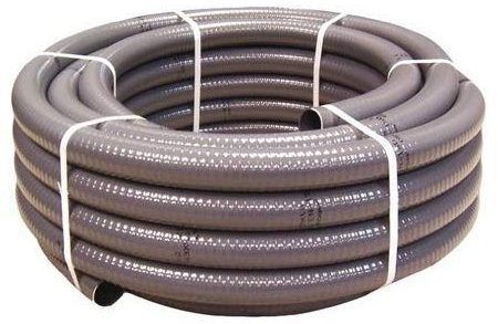 Couronne 25m Tuyau Gris Piscine PVC Pression Souple Semi-Rigide à coller diamètre 50mm⌀ extérieur