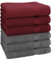 Betz Handtuch 6er Pack Handtücher Set Premium Größe 50x100 cm 100% Baumwolle - gut trocknend, Gute Qualität - ideal für Sport, Strand, Reisen Farbe dunkelrot/anthrazit grau
