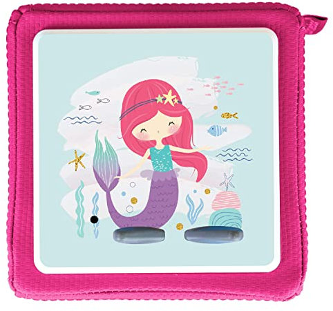 MeinBaby123® Schutzfolie kompatibel mit Toniebox | Schutzcover selbstklebend | Aufkleber passgenau I Folie Sticker I Toniebox Zubehör | Süße Meerjungfrau pink blau