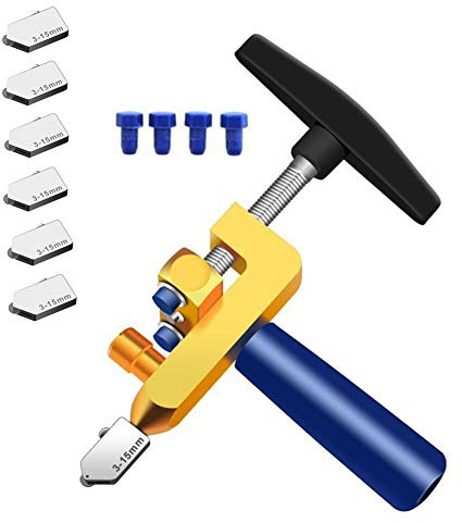 Szliyands Glass Tile Cutter, New Design 2 in 1 Glass Cutting Tool with Extra 6 Cutter Blades Glass Tile Cutter for Glass, Mirror, Ceramic Tile, Glazed Tiles