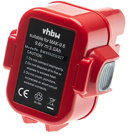 vhbw 1x Akku kompatibel mit Makita 6207DWDE, 6226D, 6222DWE, 6226DWBE, 6226DW, 6222D, 6207D, 6222DE Werkzeug (3000 mAh, NiMH, 9,6 V)