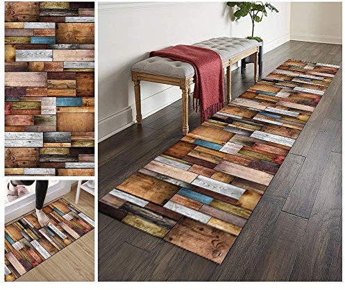 ZVEZVI Teppich Läufer Flur Küche rutschfest Waschbar Bunt 90X450cm Lange Vintage Kücheläufer Teppichläufer Polyester Meterware Anpassbar