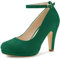 Allegra K Women's Round Toe Stiletto Heel Ankle Strap Court Shoe Green 6 UK/Label Size 8.5 US