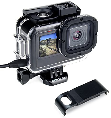 GEPULY Skeleton Case Side Open Housing Protective Case with Aluminum USB Pass Through Door Cover for GoPro Hero 9 10 11 12 13 Black-Charging Camera Without Removing Housing Case Wire Attachable