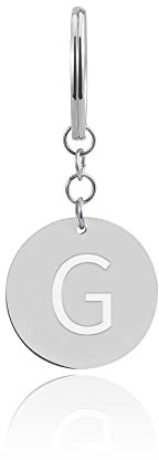 Porte-clés lettre G avec jeton de caddie - Pendentif personnalisé avec gravure en acier inoxydable argenté - Décrocheur de caddie pour tous les caddies