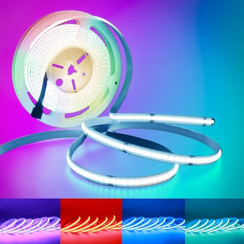 Arotelicht COB LED Streifen RGB 24V 2m Dimmbar - LED Strip Lichterkette Hoher Dichte 840LEDs/M IP20 für Schlafzimmer, Küche, Home Innendekoration