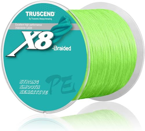 TRUSCEND Braided Fishing Line, Upgraded Spin 8 Strands Fishing Lines, PE Fishing Wire Smooth and Ultra Thin, Super Strength and Abrasion Resistant Fishing Accessories, No Stretch and Low Memory
