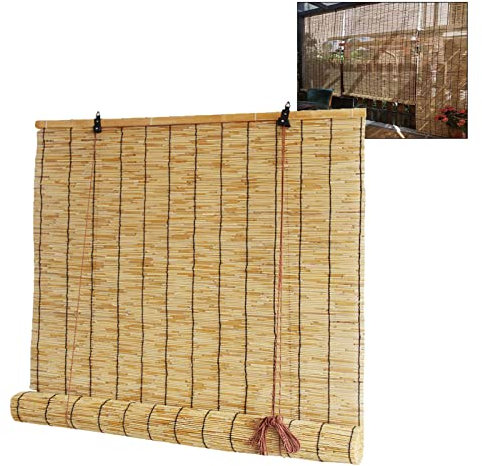 Xrdbfd Tende Avvolgibili in bambù Esterni, Persiane Decorative in Canna, Cortina Romane Naturali, Tende a Rullo in Canna Larghezza 60/80/90/100/120/140cm, Personalizzabili,70x160cm/28 * 63in
