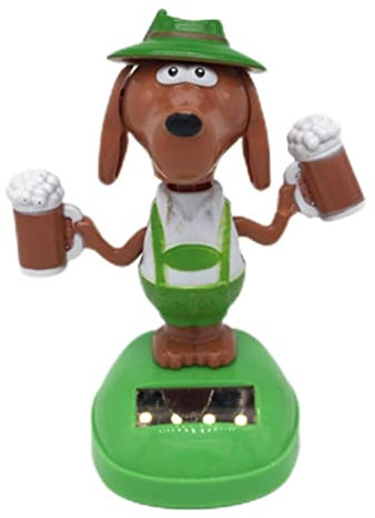 Edinber Wobble Dog Solar Dancing Dog with Beer Solar Powered Car Decoration Ornaments Wobble Dog Figure Toy Car Ornaments for Home Office