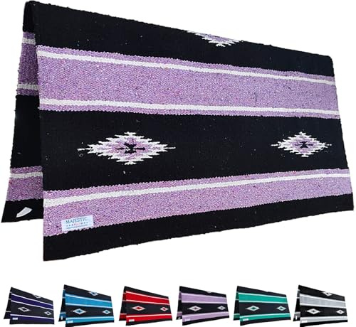 Majestic Ally 36x 34 Navajo Design Acrylic Saddle Blanket -2.4 lbs (Purple and Black)