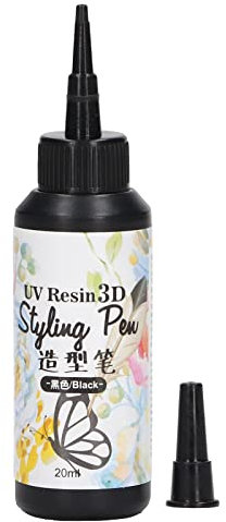 Farbiger UV Harz, Schnell Aushärtender 3D UV Kleber, Sonnenlichtaktivierter Harz Styling Stift Zum Bemalen von DIY Ohrring Anhängern (Schwarz)