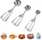 PDCTACST Ice Cream Scoop Set, 3 PCS Cookie Scoops with Trigger Release, Small/Medium/Large Stainless Steel Melon Baller Cookie Dough Scoop for Baking Food Fruit Meatball Muffin (1.6 in/2 in/2.4 in)