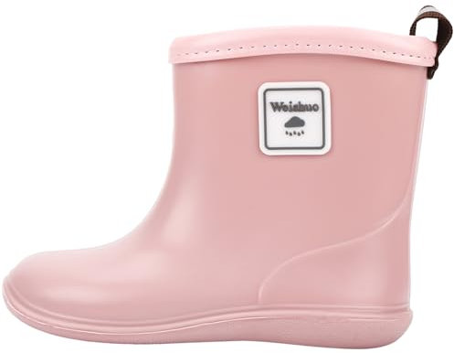 Weishuo Stivaletti Pioggia Bambini Bambina Leggeri Impermeabili Stivali Pioggia Bambino in Morbido PVC Stivali di Gomma per Ragazzo Ragazza da 1 a 8 anni, Taglia del Produttore 18, 27 EU, Rosa