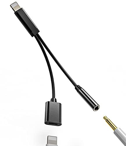 iPhone Ladekabel Netzteil Adapter(2in1) 3.5mm Aux Kopfhörer auf Lightning Klinke Fast Charger Splitter Apple MFI Schnellladegerät s Ladestecker Zubehör für 14 13 12 11 Pro Max X Xs 8 7 Plus 6 5 3.5+L