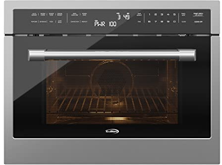 KoolMore 24 Inch Built-in Convection Oven and Microwave Combination with Broil, Soft Close Door, 1000 Watt Power, Stainless Steel Finish, Touch Control LCD Display (KM-CWO24-SS)