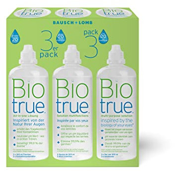 Bausch + Lomb Kontaktlinsenflüssigkeit - Biotrue All-in-One Kombilösung Kontaktlinsen weich mit Schraubverschluss 3 x 300 ml