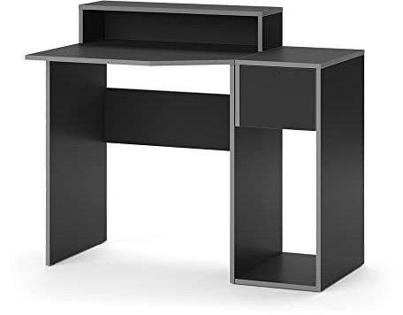Vicco Gaming Tisch Kron, Grau/Schwarz, 100 x 60 cm mit Schrank