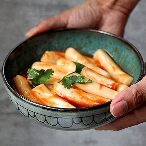 Sudemota Dinner plate Tableware,Enamel Noodle Bowl,Soup Bowl,Rice Bowl,Shallow Bowl,Porcelain Bowl,Household,Retro,Quaint,Large Bowl,Salad Bowl,