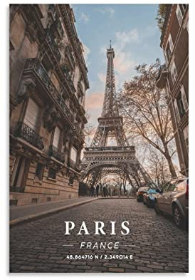 Eiffelturm Paris Frankreich Vintage Reiseposter Sonnenuntergang 20 x 30 cm Wandbild Kunstdruck Leinwand Kunst Poster Modern Familie Schlafzimmer Dekor Poster