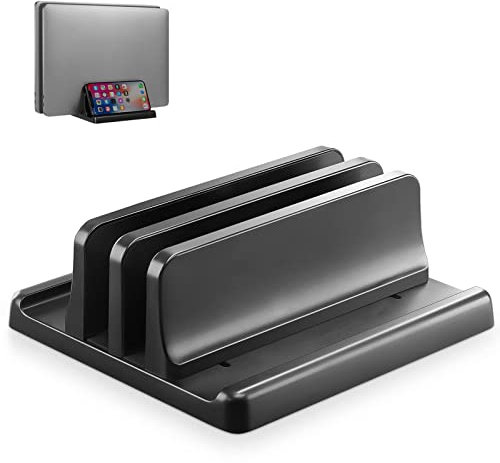 Saklifuo Vertical Laptop Stand 4 in 1 Adjustable Space-Saving Desktop Laptop Holder Sturdy ABS Portable Notebook Dock Compatible with All Notebooks MacBook Surface Gaming Pad
