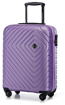 WITTCHEN Cube line Kabinenkoffer Handgepäck ABS Mit Geometrischer Prägung 4 Lenkrollen Teleskopgriff Kombinationsschloss Kabinengepäck Reisekoffer Größe S Lila