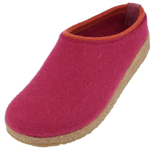 HAFLINGER Grizzly Kris Filzpantoffel Hausschuh Filzclog Pink (Port 33), Gr.38