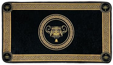 Badezimmerteppich Badematte Duschmatte Badvorleger Duschvorleger griechisches Amphore Mäander Muster in schwarz gold - rutschfest waschbar Fussbodenheizung geeignet- 50x90 cm, Design2: Amphore
