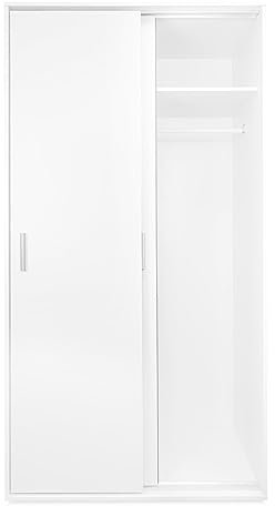 Mattfy Armario de Dos Puertas Correderas con Altillo Modelo Dagna para Dormitorios de Matrimonio e Infantiles, Color Blanco, Madera, 100 cm (Ancho) x 200 cm (Alto) x 50 cm (Fondo)