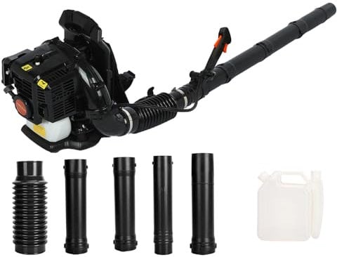 Calager Backpack Leaf Blower, 52CC Petrol Back pack Leaf Blower,Powerful 2 Stroke Strong Wind Force Air Cooled Engine,550 CFM Cordless Leaf Blower Air Blower for Garden Lawn Yard (Black)