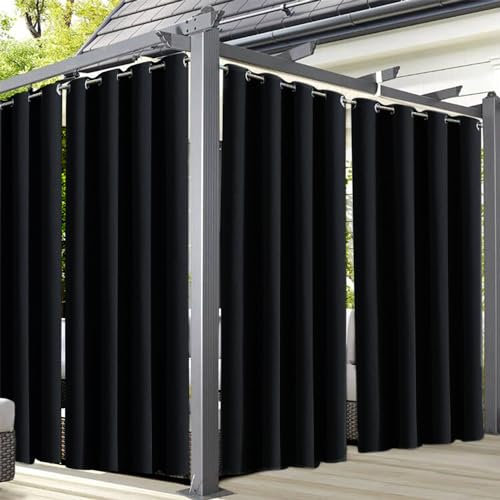 Famibay Pavillon-Vorhänge, wasserdicht, für den Außenbereich, Pergola, Garten, Verdunkelung, thermisch isolierte Vorhänge mit Ösen für Terrasse, Veranda, Hof