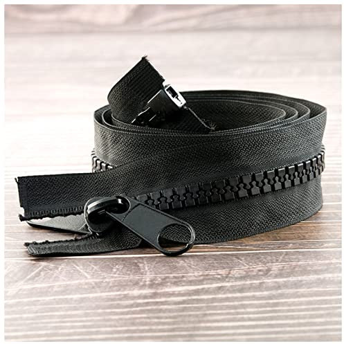 Zip Cerniera 1/2/3/4/5 metro 10# con cerniera in resina aperta Doppio slider Slider Slider for Giacca da cucire Cappotto Cappotto Tenda Tenda lunga Zip Cursore Cerniera(Color:Noir,Size:200cm)