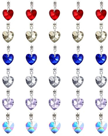 PATIKIL Schmuckherstellung Charme, 30er Pack Facettierte Herzanhänger Bling Glas Charme für DIY Halskette Armband Ohrring Handwerk, 6 Farben